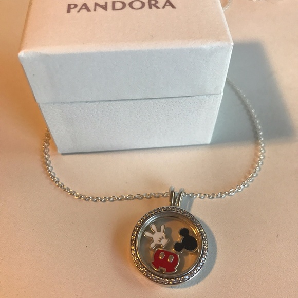 Pandora Sparkling Locket & Chain w/ Disney Mickey - Picture 2 of 7